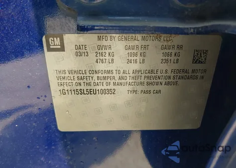 2014 Chevrolet Impala 1Lt z USA, uszkodzony, nr VIN 1G1115SL5EU100352